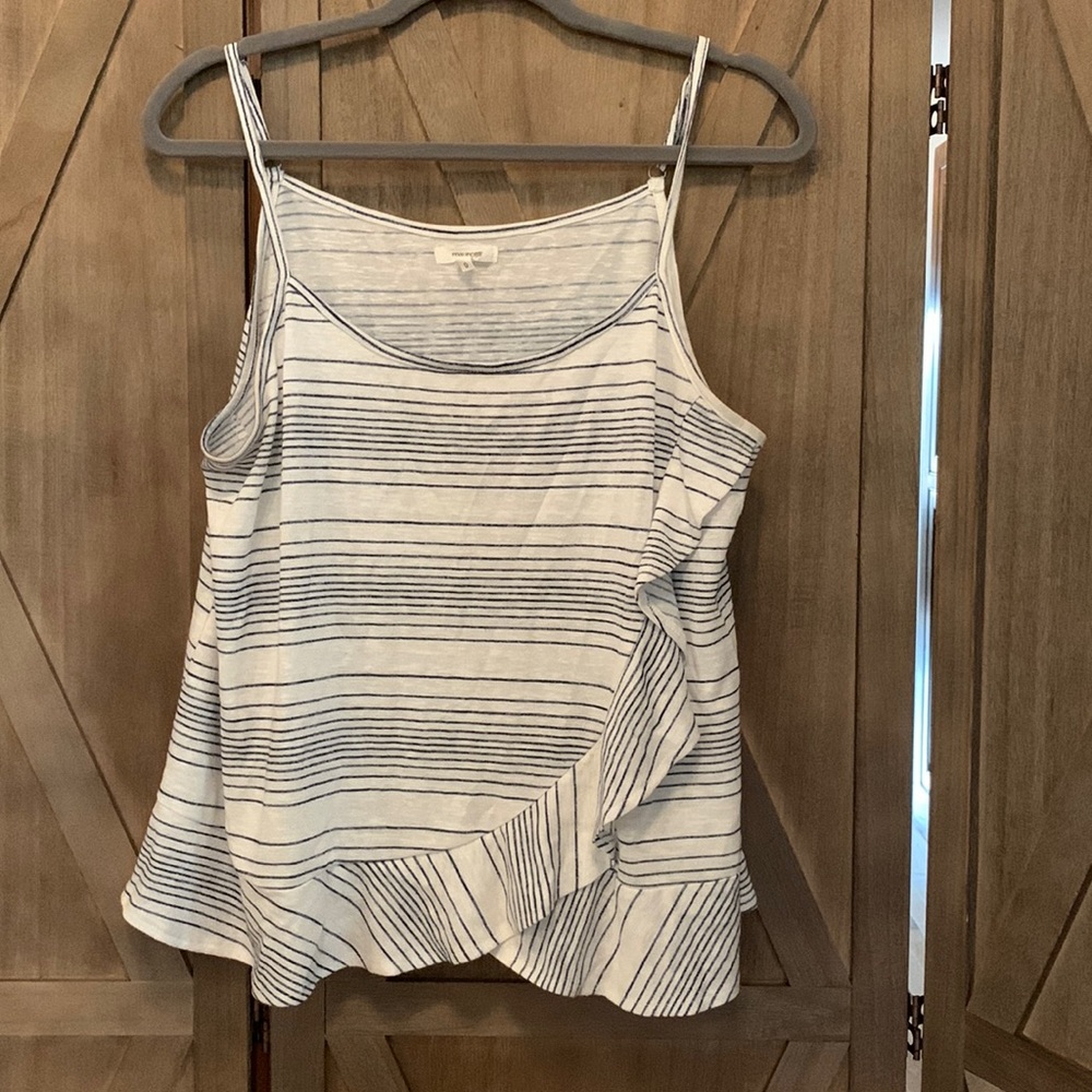 Maurice’s Plus size 0 - Cream and Dark Blue Spaghetti strap tank top ruffles